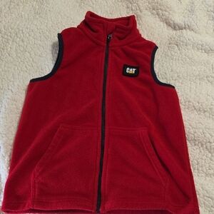 Caterpillar Red Fleece Vest with Black Trim